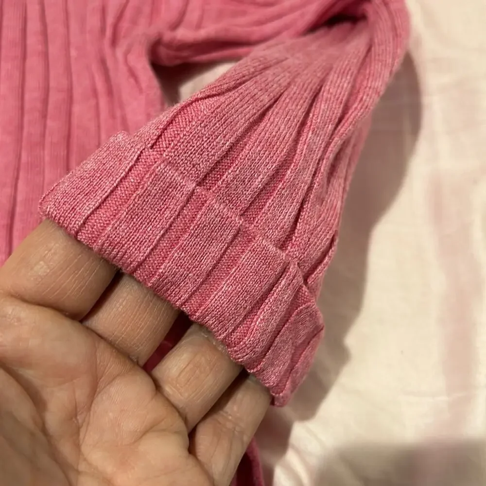 Zara 5 reddish pinkish hi low wide ribbed sweater nwt viscose nylon